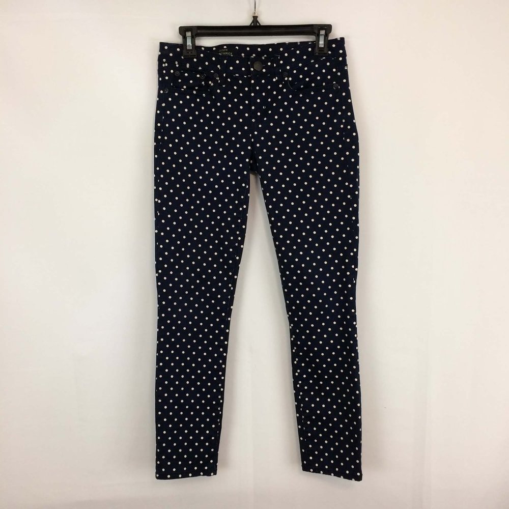 J Crew Blue White Polka Dot Toothpick Jeans Pants, size 26‎